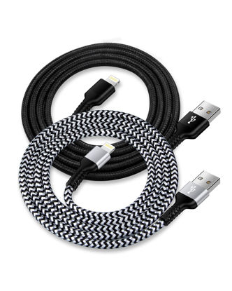Picture of USB A to Lightning Cord, 2Pack/3Ft Nylon Braided iPhone Charger Cable, Apple Approved Fast Charging Power Wire for iPhone 14, 13 Pro Max, 13Pro, 13 Mini, 12 11 10 XR XS X 8 Plus 7 Fast Cargador Chord