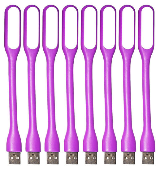 Picture of Kyfreshpower Flexible Mini USB LED Lamp Light Portable Night Light Compatible for Power Bank, Laptop, Notebook, Reading, Computer Keyboard USB Reading Light (8pcs, Purple)