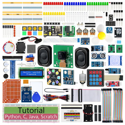 Picture of Freenove Complete Starter Kit for Raspberry Pi 5 4 B 3 B+ 400 Zero 2 W, 1170-Page Tutorial, Python C Java Scratch Processing Code, 386 Items, 164 Projects, Camera Speaker (Raspberry Pi NOT Included)