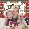 Picture of Christmas Backdrop Ugly Sweater Party Decoration Supplies Extra Large Fabric Red and Green Xmas Patterns Photography Background Winter Elfed Photo Booth Background Banner