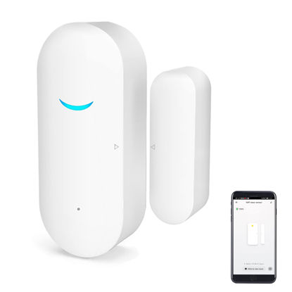 Picture of WiFi Door and Window Sensors,Tuya Smart Alarm with Free Notification APP Control Home Security Alarm System, No Hub Required,Compatible with Alexa, Google Home (1-Pack)