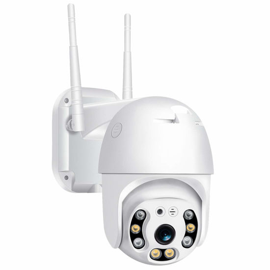 Picture of Pan Tilt Outdoor Security Camera, 1080P Home WiFi IP Camera, Pan Tilt Dome Surveillance Cam, Two Way Audio Motion Detection Clear Night Vision Onvif Waterproof CCTV Camera Support Max 128G SD