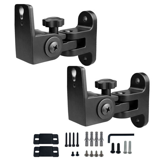 Picture of Howonder-pro Speaker Wall Mount, Speaker Mount Wall ，All Aluminum Speaker Wall Mount Bracket for Small Speakers Swivel & Tilt,Hold up to 30lbs,HD-318(2Packs Black)