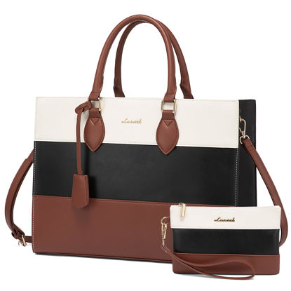 Picture of LOVEVOOK Laptop Tote Bag for Women, Work Totes Business Office Computer Briefcase with Clutch Purse