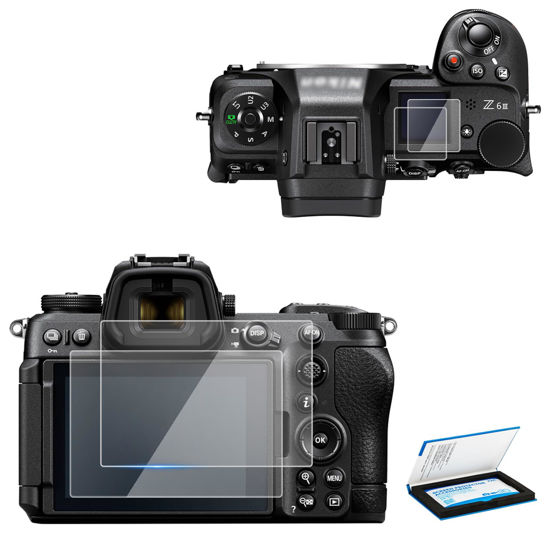 Picture of JJC (2 Pack Screen Protector Compatible for Nikon Z6 III Z6III Camera, 2 Pcs LCD Screen and 4 Pcs Small Screen Tempered Glass Film, Ultra-Thin Clear 9H Anti-Fingerprint Anti-Scrach