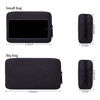Picture of dealcase Canvas Waterproof Universal Electronic Accessories Organizer for Power Bank,Charging Cords,Chargers,Mouse,USB Cable,Earphones and More Out-going, Business Travel Gadget Bag,Black(Small+Big)