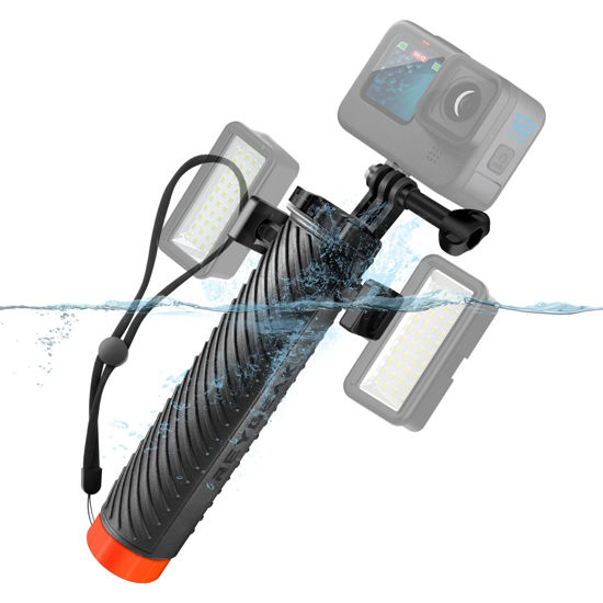 Picture of REYGEAK Floating Hand Grip for GoPro Hero 13/12/11/10/9,Underwater Handle Stick with Lanyard, Floaty Handler Holder Mount,Waterproof Selfie Stick Compatible with DJI Osmo Action 4 Isnta360 Ace pro