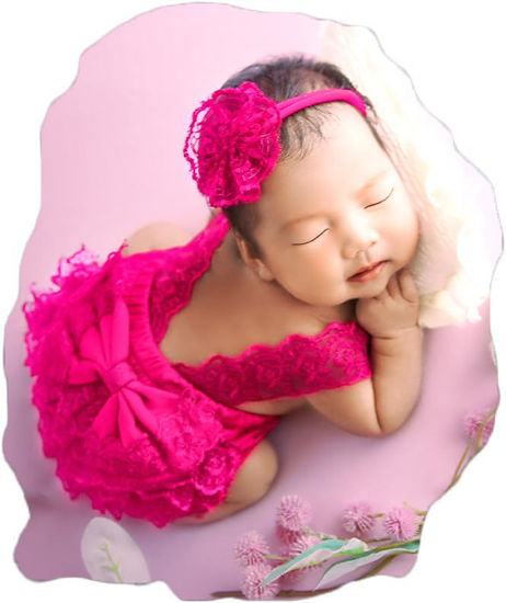 Picture of Ylsteed Newborn Photography Outfits Girl Newborn Photography Props Lace Romper Newborn Baby Photo Shoot Outfits Girls Photo Props (Strap Style - Hot Pink)