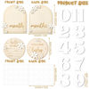 Picture of GGSTDDUP Baby Monthly Milestone Cards with Hello World Newborn Sign, Daisy Baby Milestone Signs Baby Monthly Milestone Wood Discs Baby Announcement Sign for Baby Growth Photo Props