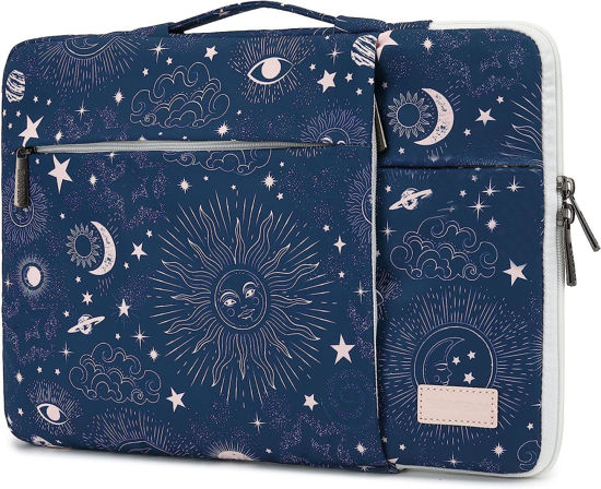Picture of SANFAN 360° Protective Laptop Sleeve Case Bag with 3 Pockets,Laptop Cover with Handle and Luggage Strap for MacBook Pro 14 inch,Surface Laptop 14.4 inch and 14 inch Laptop (Sol de Mayo)