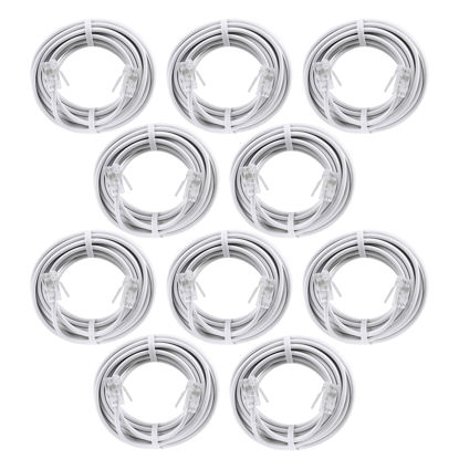 Picture of Power Gear Telephone Line Cord, 7 ft (Pack of 10), Phone Cord, Modular Jack Ends, Works for Phone, Modem or Fax Machine, for Use in Home or Office, White, 52233