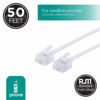 Picture of power gear Telephone Line Cord, 50 Feet, Ultra-Thin Phone Cord, Modular Jack Ends, Works for Phone, Modem or Fax Machine, for Use in Home or Office, White, 76325