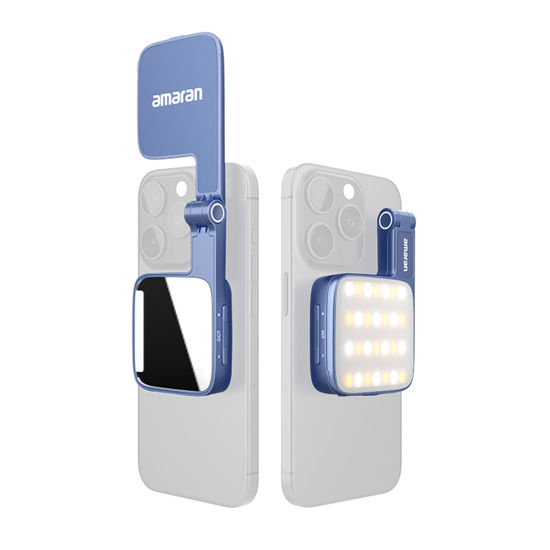 Picture of amaran Go MagSafe Compatible Mini Phone Light,Rechargeable Portable Light Mirror Light LED Phone Light for Selfie,Makeup,Video Conference,TikTok,Compatible with iPhone&Android (Blue)