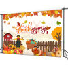 Picture of CYLYH 7x5ft Cartoon Fall Photography Backdrop Autumn Maple Forest Leaves Pumpkin Party Background Thanksgiving Party Supplies Farm Harvest Event Banner Baby Shower Thanksgiving Photo Backdrop D583