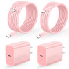 Picture of VANOVEI Compatible with iPhone Charger Fast Charging,2Pack 20W USB C Fast Charger Block with 6FT USB C Cable&10FT USB C to Liightning Cable Compatible with Phone 16/15/14/13/12 Pro/Pro Max,Pink