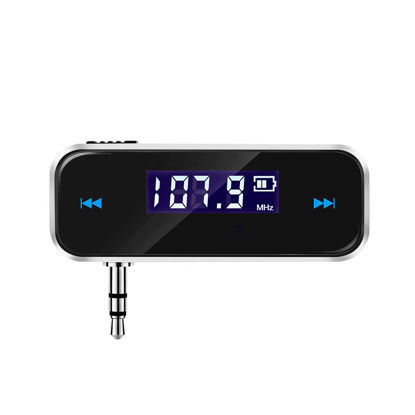 Picture of LKHF 3.5mm FM Transmitter LCD Diaplay in-car Music Audio Wireless Transmitter for Car Mobile Phones MP3 MP4 Player Tablet, Black