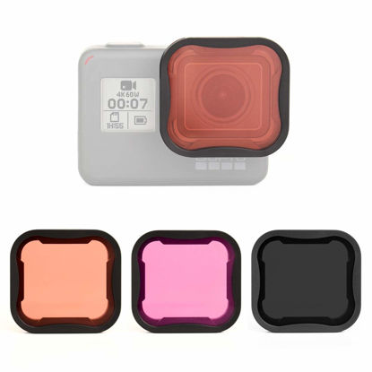 Picture of SOONSUN 3-Pack Lens Filter Red/Magenta / ND8 Filter for GoPro Hero 5 6 7 Black, Snorkel Diving Filter and Neutral Density Lens Filter Kit Lens Protector for GoPro Hero 5 6 7 Black Camera