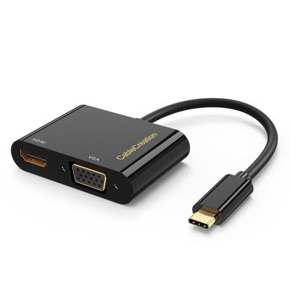 Picture of CableCreation [3 Pack Type C to VGA Adapter, USB C to HDMI VGA Adapter, USB-C VGA Multiport Adapter Compatible with iPhone 15 Plus/15 Pro Max, MacBook Pro, iPad Pro 2020, Yoga 910, Surface Pro