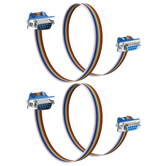 Picture of JSADZKJD DB9 Serial Extension Cable RS232 DB9 Male to Female Straight Through Serial Cable DB9 9-Pin COM Port Serial Cable for PC Modem PDA 1.6FT/50CM (Male to Female DB9 Connector)