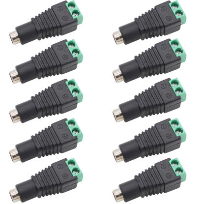 Picture of AIMHDUTY 12V DC Plug Adapter 5.5mm x 2.1mm, 10PCS Female DC Power Connector Copper Core 12V 5A no Heat for LED Strip CCTV Security Camera Cable End Plugs