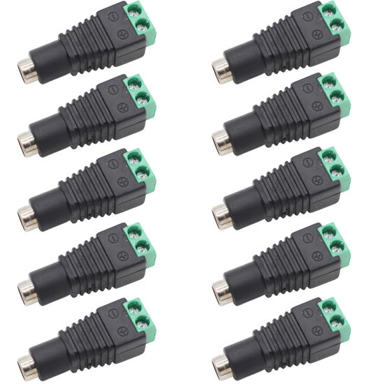 Picture of AIMHDUTY 12V DC Plug Adapter 5.5mm x 2.1mm, 10PCS Female DC Power Connector Copper Core 12V 5A no Heat for LED Strip CCTV Security Camera Cable End Plugs