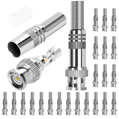 Picture of DAIERTEK 24pcs RG59 RG6 BNC Connectors Male Solderless BNC Compression Connector Screw On Coaxial Terminal for CCTV Security Surveillance Camera Coax Cable