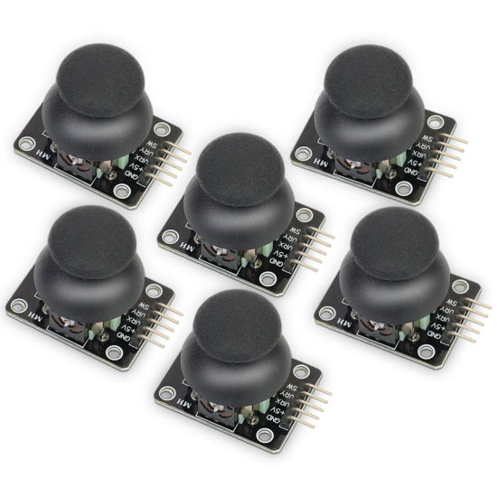 Picture of 6 Pack Joystick Module Game Console Dual-Axis XY Joystick Module KY-023 Control Stick Sensor Board Compatible with PS2 Arduino Raspberry Pi