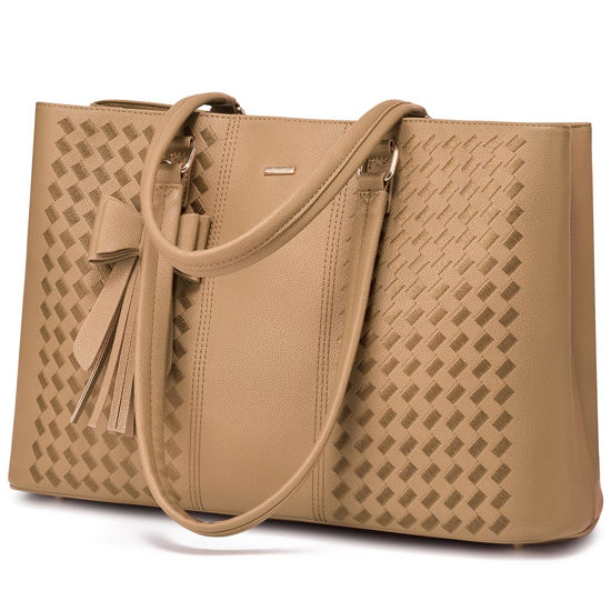 Picture of LOVEVOOK Laptop Tote Bag for Women 15.6 Inch Waterproof Leather Computer Bags for Business Office Work Briefcase
