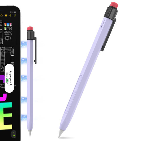 Picture of TRONWIN Apple Pencil Pro Case for Apple Pencil 2nd Generation Sleeve Silicone Cover Perfect Grip Skin Classic Design with Sturdy Clip Compatible with Apple Pencil 2 for ipad pro (Lavender)