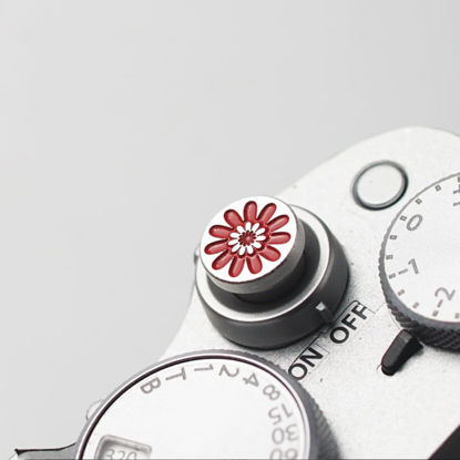 Picture of DBZZ Camera Soft Release Button, Shutter Button for Fujifilm X100VI X100V X-E4 X-E3 X-T5 X-T4 X-T3 X-T30 II X-T20 X-PRO3 (red Daisy Button)