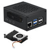 Picture of iUniker Metal Case for Raspberry Pi 5 with Pi 5 Active Cooler, Space for Hats, Add-on Boards, Cooler, and NVMe Hats (Black)