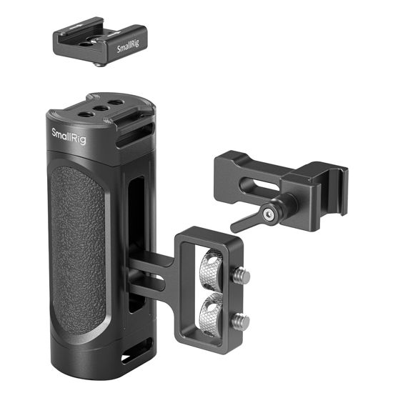 Picture of SmallRig Mini Camera Side Handle with NATO and 1/4"-20 Screws Installation Options, for Left and Right Hand, with 1/4"-20 Threaded Holes, Wrist Strap Holes, Cold Shoe, Up and Down Adjustable - 4816