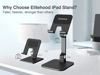 Picture of elitehood Aluminum iPad Stand for Desk [Ultra-Stable & Sturdy], Height Adjustable Tablet Stand, Portable Stand Holder Dock for Home Office, Compatible with iPad Pro 12.9, iPad Air Mini 6 5 4 3, Black