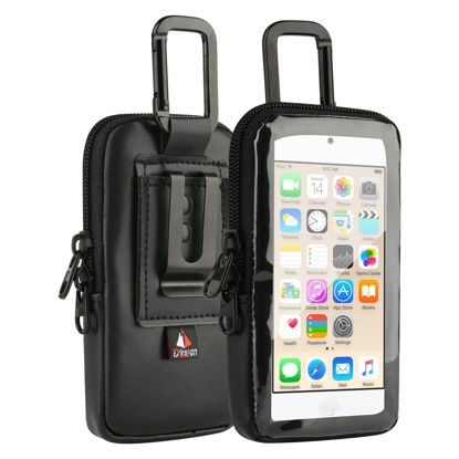 Picture of TXEsign Travel Carrying Case Bag with Clear Window for iPod Touch 7th /6th /5th Generation and iPhone 5/5s/5c, Protective Storage Bag Organizer for MP3 MP4 Music Player Carry Pouch Bag