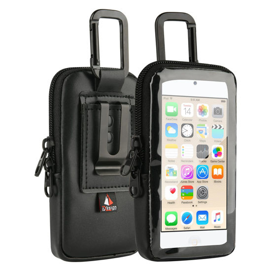 Picture of TXEsign Travel Carrying Case Bag with Clear Window for iPod Touch 7th /6th /5th Generation and iPhone 5/5s/5c, Protective Storage Bag Organizer for MP3 MP4 Music Player Carry Pouch Bag