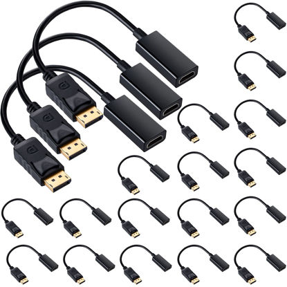 Picture of Chuangdi 20 Pack DisplayPort (DP) to HDMI Adapter Uni Directional DP to HDMI Display Cable Male to Female for Standard DP Port Computer Laptops 4K Transfer Projector Monitor TV Screen Converter