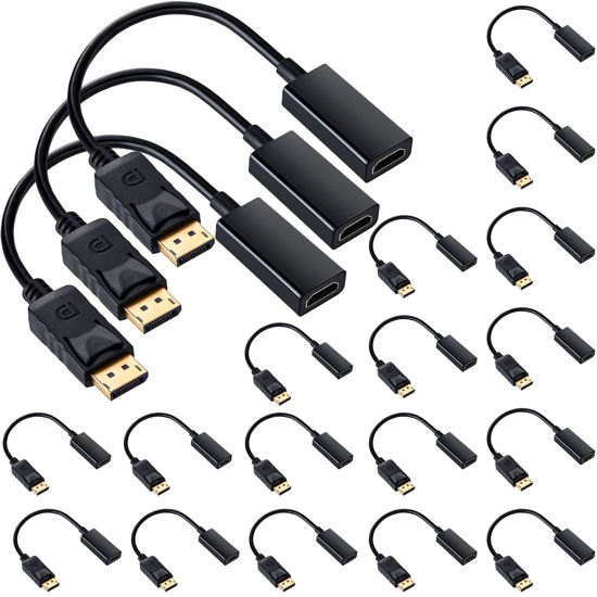 Picture of Chuangdi 20 Pack DisplayPort (DP) to HDMI Adapter Uni Directional DP to HDMI Display Cable Male to Female for Standard DP Port Computer Laptops 4K Transfer Projector Monitor TV Screen Converter