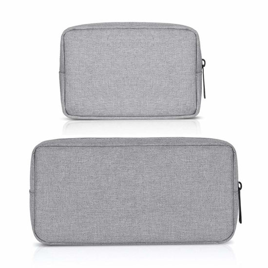 Picture of ERCRYSTO Universal Electronics/Accessories Soft Carrying Case Bag, Durable & Light-Weight,Suitable for Out-Going, Business, Travel and Cosmetics Kit (Small+Big-Gray)