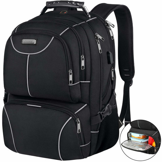 Picture of VECKUSON Lunch Bag Backpack, Insulated Cooler Lunch Box Backpack, Extra Large Travel Laptop Backpack TSA Friendly RFID Computer College bag with USB Port for Women Men Fits 17.3 Inch Laptop