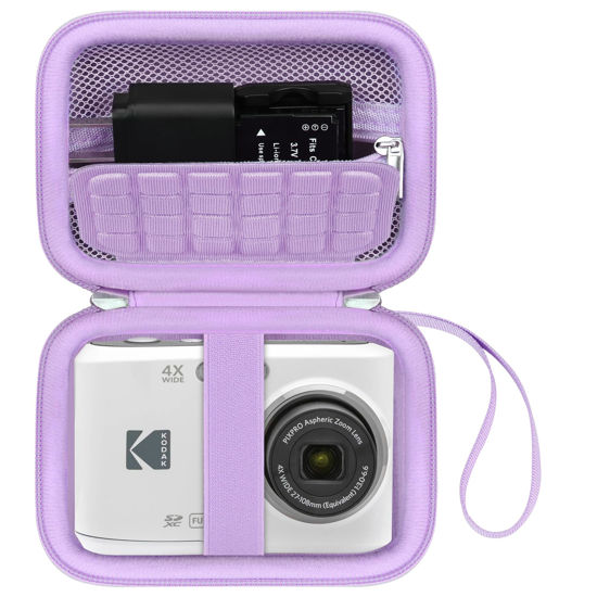 Picture of Canboc Hard Case for KODAK PIXPRO FZ55/ FZ45/ FZ43/ FZ53 16MP Digital Camera, Vlogging Camera Bag, Zipper Mesh Pocket fit Cable, SD Card, Purple (Case Only)