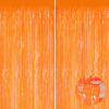 Picture of Orange Metallic Tinsel Foil Fringe Curtains, 2 Pack 3.3x8.3 Feet Party Streamer for Birthday Party Decorations, Halloween Decor, Foil Curtain for Bachelorette Party