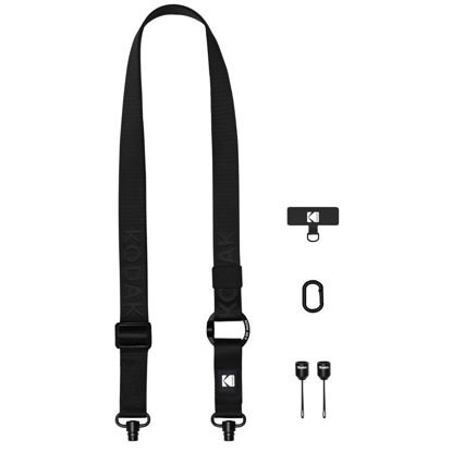 Picture of KODAK Multi-Purpose Camera Strap (Black) - Quick-Detach System, Lightweight, Durable Metal Swivels, Multiple Usages, SLR Cameras, Compact Cameras, Smart Phones