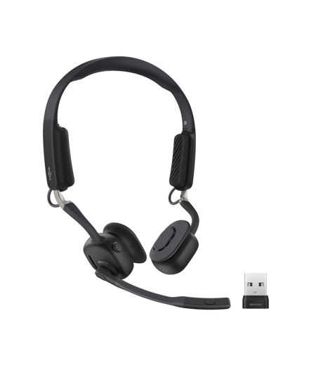 Picture of SHOKZ New OpenMeet UC - Open-Ear Bluetooth Computer Headset, Noise Cancelling Mic + Mute Button, USB-A Dongle Compatible with PC & Mac, Wireless Work Headphones, Customizable Fit, Smart App - C610 UC