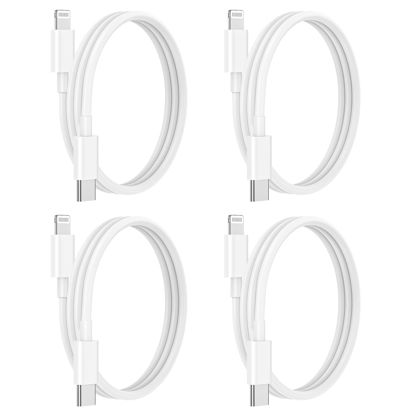 Picture of USB C to Lightning Cable 4Pack 3FT Type C Charger Fast Charging Cord Compatible for Apple iPhone 14/14 Pro/14Pro Max/13/13 Pro/12/12 Pro/11/11 Pro/XR/XS/X/8/8 Plus/iPad MFi Certified