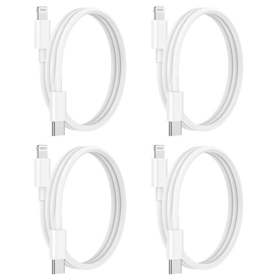 Picture of USB C to Lightning Cable 4Pack 3FT Type C Charger Fast Charging Cord Compatible for Apple iPhone 14/14 Pro/14Pro Max/13/13 Pro/12/12 Pro/11/11 Pro/XR/XS/X/8/8 Plus/iPad MFi Certified