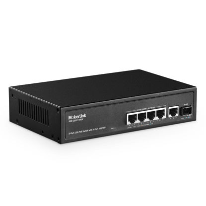 Picture of MokerLink 5 Port 2.5 Gigabit PoE Switch with 10G SFP, 5 x 2.5G Ethernet Ports, 4 Port PoE IEEE802.3af/at, 65W, Compatible with 10/100/1000Mbps, Unmanaged Fanless Wall Mountable Network Switch