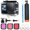 Picture of OKFUN Waterproof Housing Case with 3Pack Filters for Go Pro Hero 13 Hero 12 Hero 11 Hero 10 Hero 9 Black,Protective Underwater Dive Shell Monopod Floating Hand Grip Pole Stick Action Camera Accessory