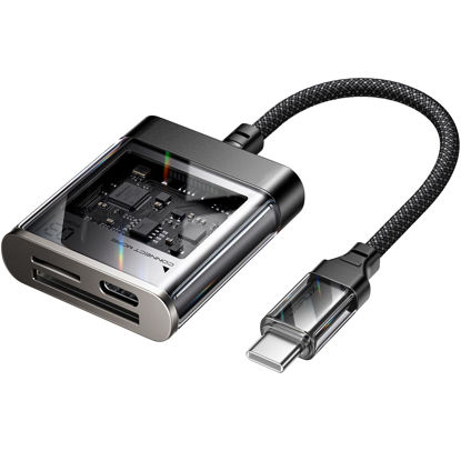 Picture of 3-in-1 USB C SD Card Reader, JSAUX USB 3.0 Micro SD Memory Card Reader 2TB with Type-C Charging Port, Compatible with iPhone 16/16 Plus/16 Pro/16 Pro Max, Android, MacBook Pro/Air, Galaxy, iPad Pro