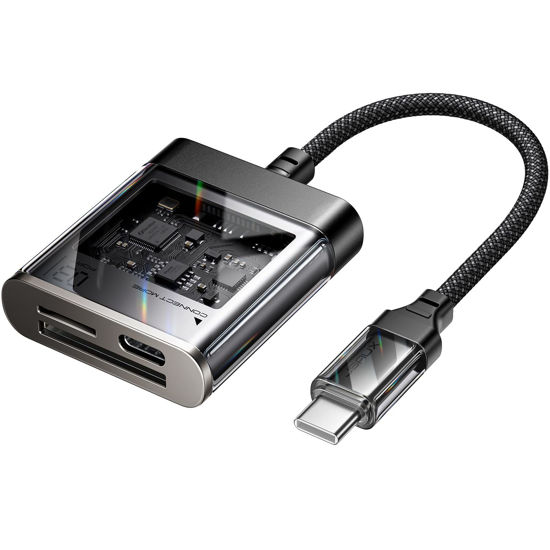 Picture of 3-in-1 USB C SD Card Reader, JSAUX USB 3.0 Micro SD Memory Card Reader 2TB with Type-C Charging Port, Compatible with iPhone 16/16 Plus/16 Pro/16 Pro Max, Android, MacBook Pro/Air, Galaxy, iPad Pro