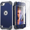Picture of IDweel for iPod Touch 7th Generation Case with 2 Screen Protectors, Hybrid 3 in 1 Shockproof Slim Heavy Duty Hard PC Cover Soft Silicone Bumper Full Body Case for iPod Touch 5/6/7th Gen, Blue
